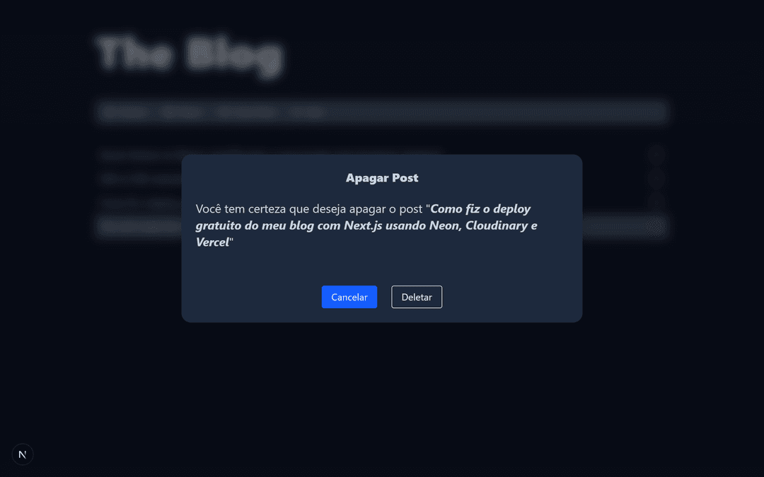 Página do editor de posts do painel administrativo com formulário para criar novo post